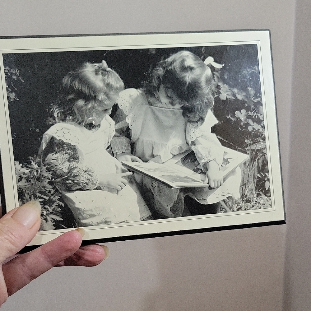 Vintage Black and White Photo of Two Girls